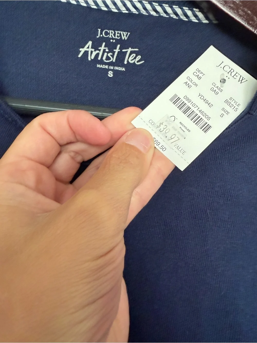 J. Crew Navy and Cream Striped Long Sleeve Top with Gold Buttons